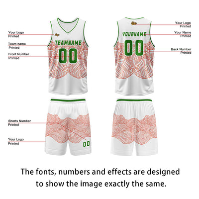 Custom White Red Green Basketball Jersey Uniform Suit Printed Your Logo Name Number enthsush
