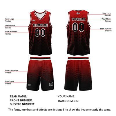 Custom Red Black Basketball Jersey Uniform Suit Printed Your Logo Name Number enthsush