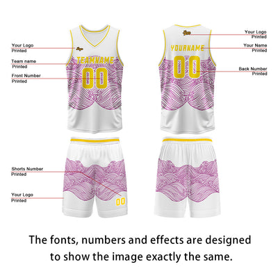 Custom White Purple Yellow Basketball Jersey Uniform Suit Printed Your Logo Name Number enthsush