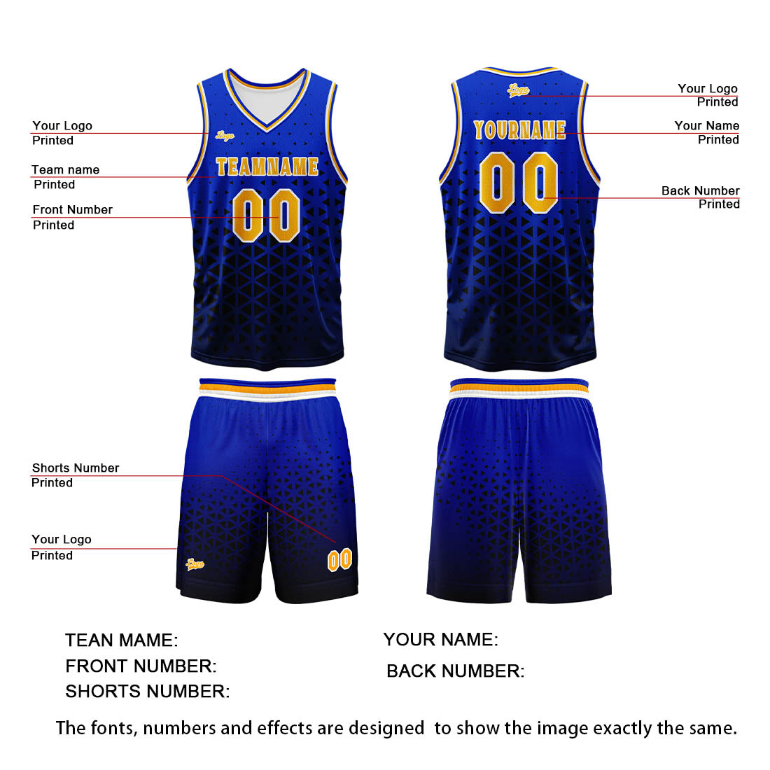 Custom Blue Orange Basketball Jersey Uniform Suit Printed Your Logo Name Number enthsush