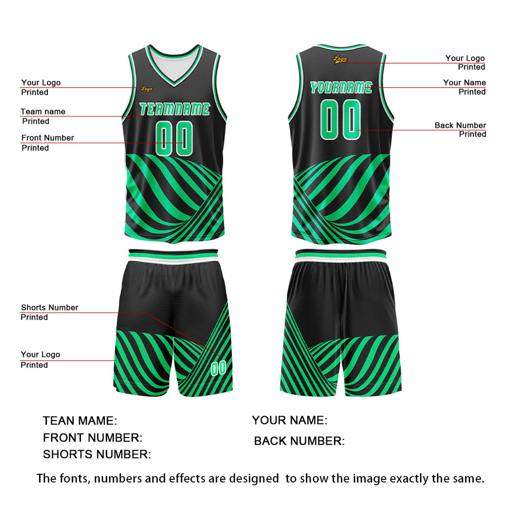 Custom Green Basketball Jersey Uniform Suit Printed Your Logo Name Number enthsush