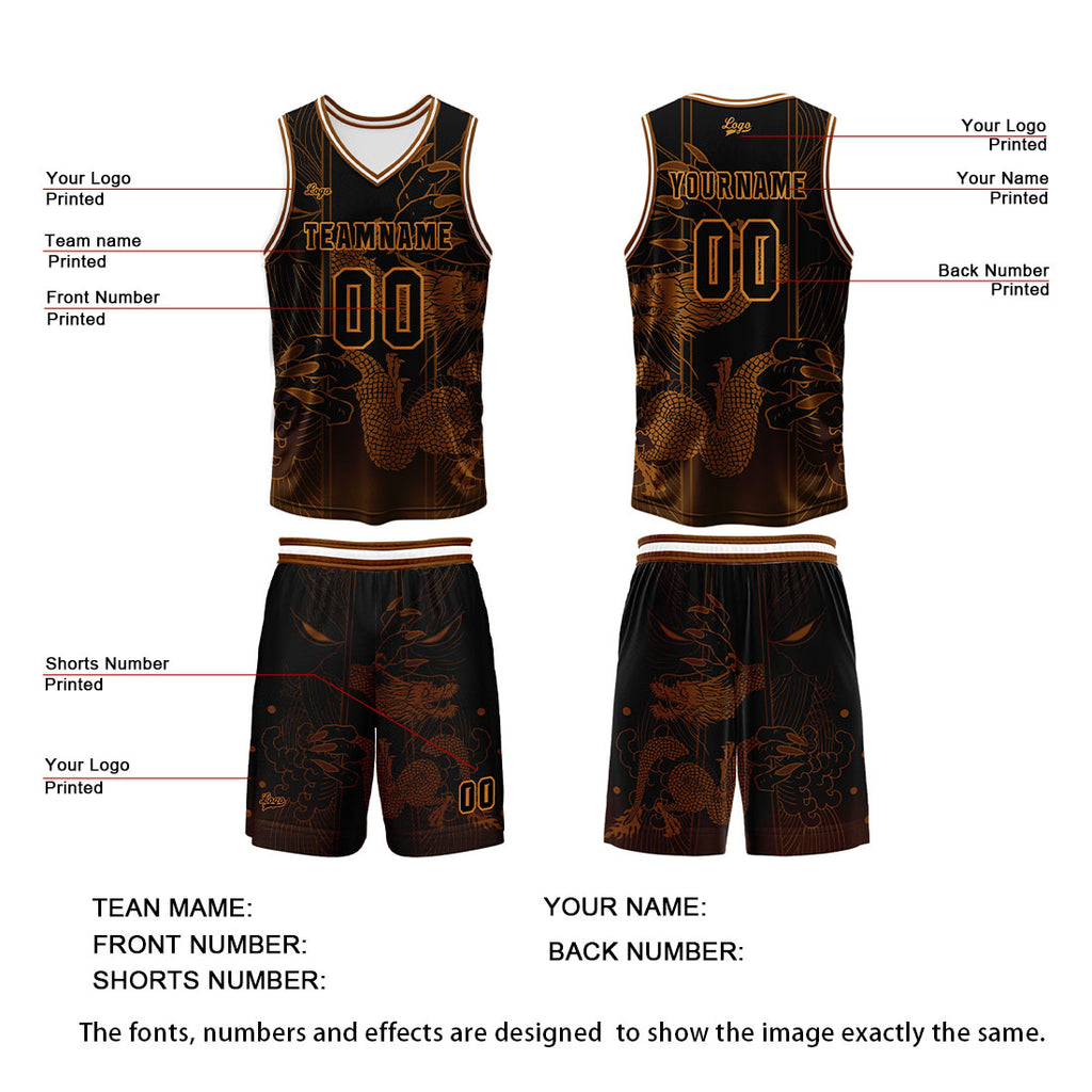 Custom Brown Reversible Basketball Suit for Adults and Kids Personalized Jersey enthsush