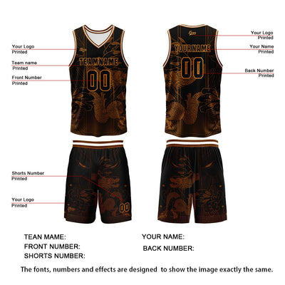 Custom Brown Reversible Basketball Suit for Adults and Kids Personalized Jersey enthsush