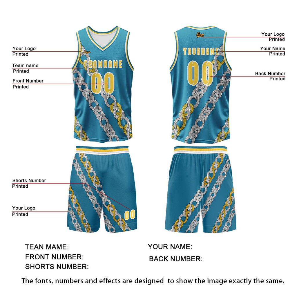 Custom Yellow Blue Basketball Jersey Uniform Suit Printed Your Logo Name Number enthsush