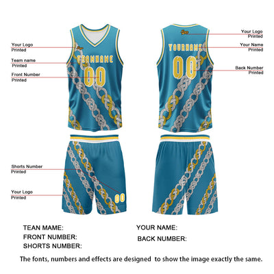 Custom Yellow Blue Basketball Jersey Uniform Suit Printed Your Logo Name Number enthsush