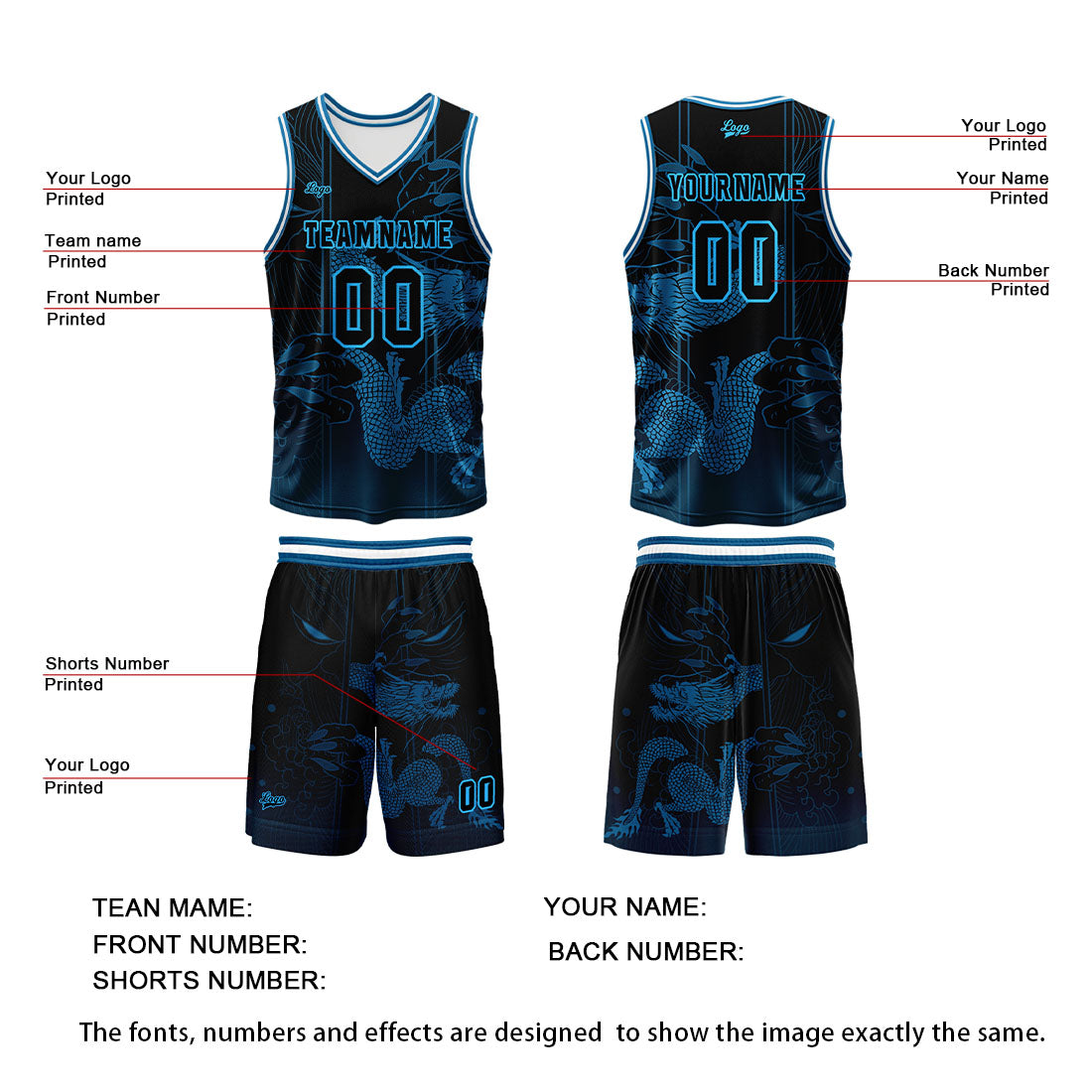Custom Blue Reversible Basketball Suit for Adults and Kids Personalized Jersey enthsush