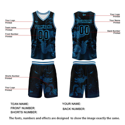 Custom Blue Reversible Basketball Suit for Adults and Kids Personalized Jersey enthsush