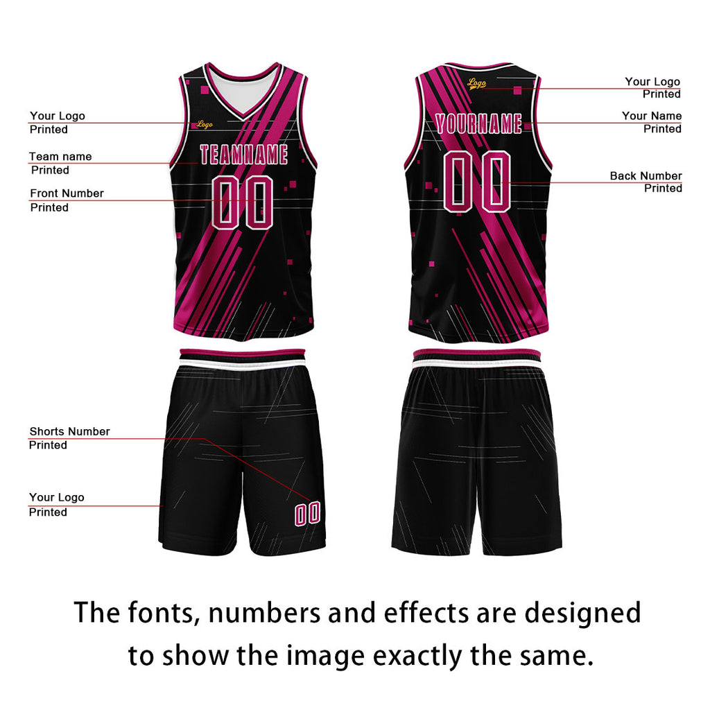 Custom Black Rose Red Basketball Jersey Uniform Suit Printed Your Logo Name Number enthsush