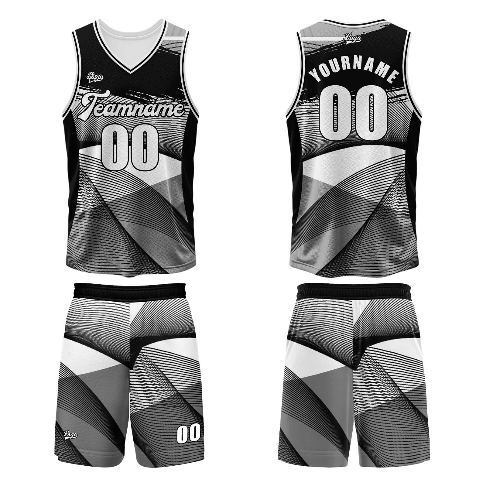 Custom Black Basketball Jersey Uniform Suit Printed Your Logo Name Number enthsush