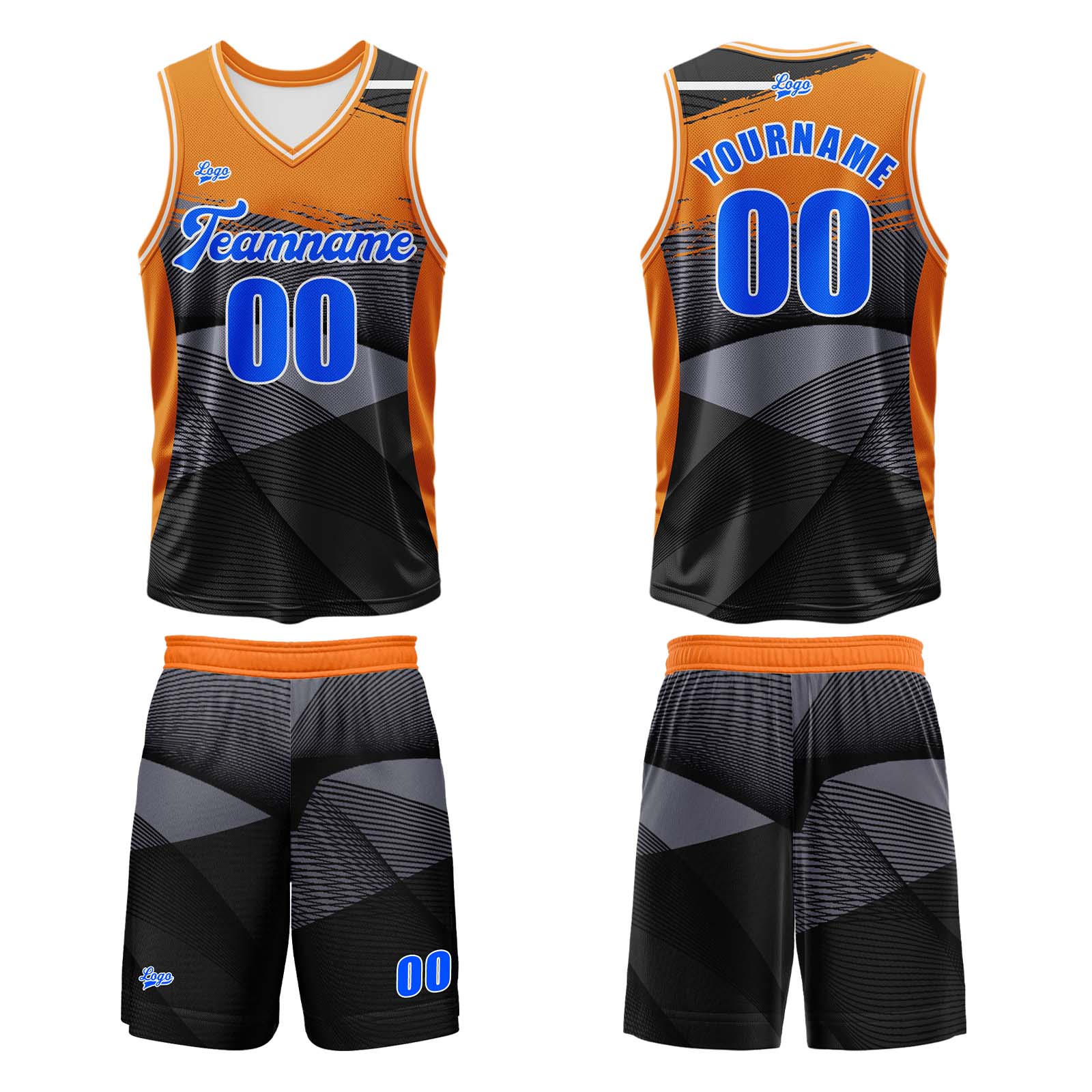 Custom Black Orange Basketball Jersey Uniform Suit Printed Your Logo Name Number enthsush
