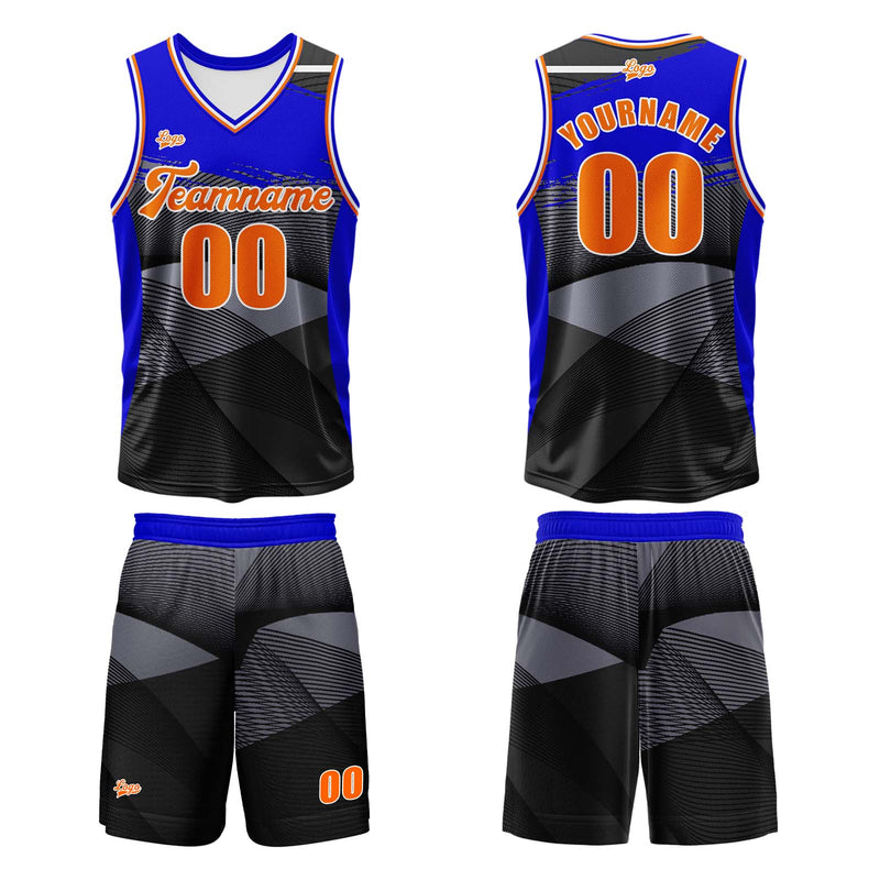 Custom Black Blue Basketball Jersey Uniform Suit Printed Your Logo Name Number