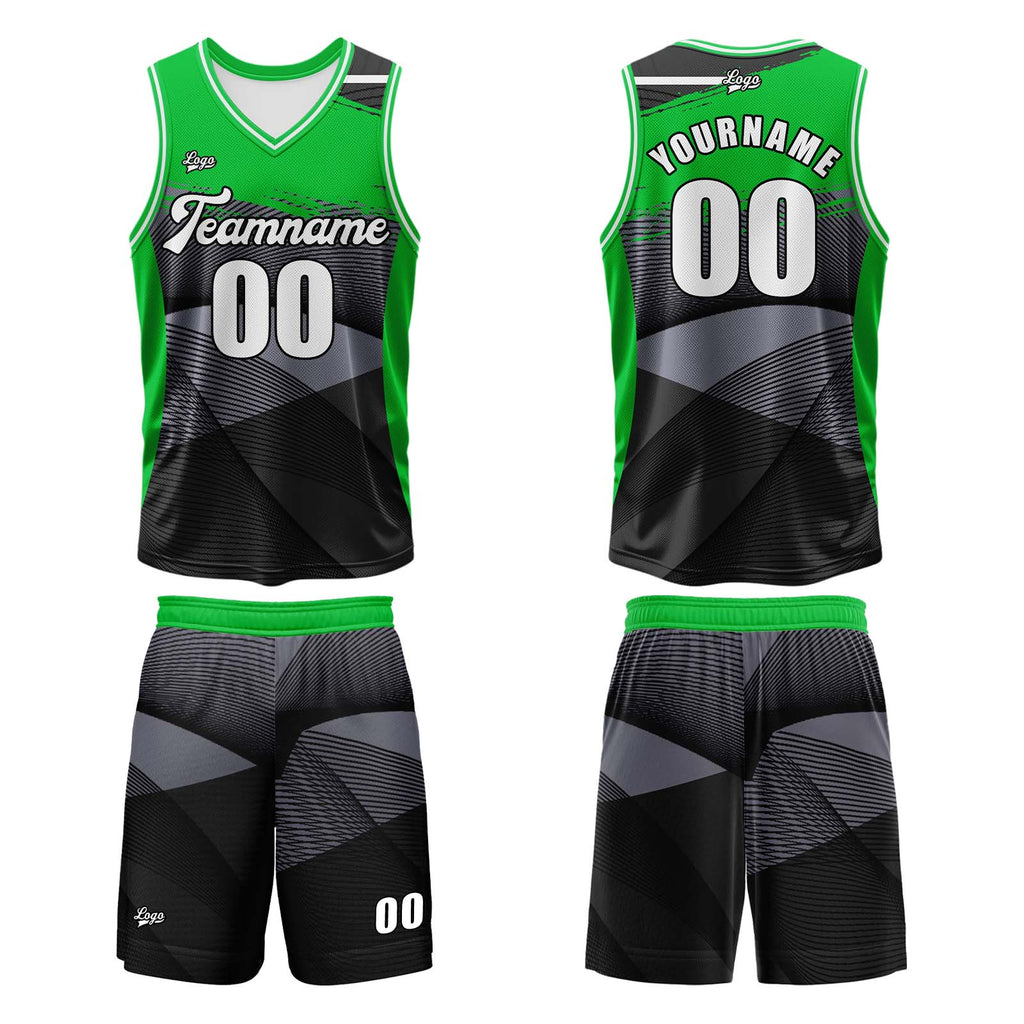 Custom Black Green Basketball Jersey Uniform Suit Printed Your Logo Name Number enthsush
