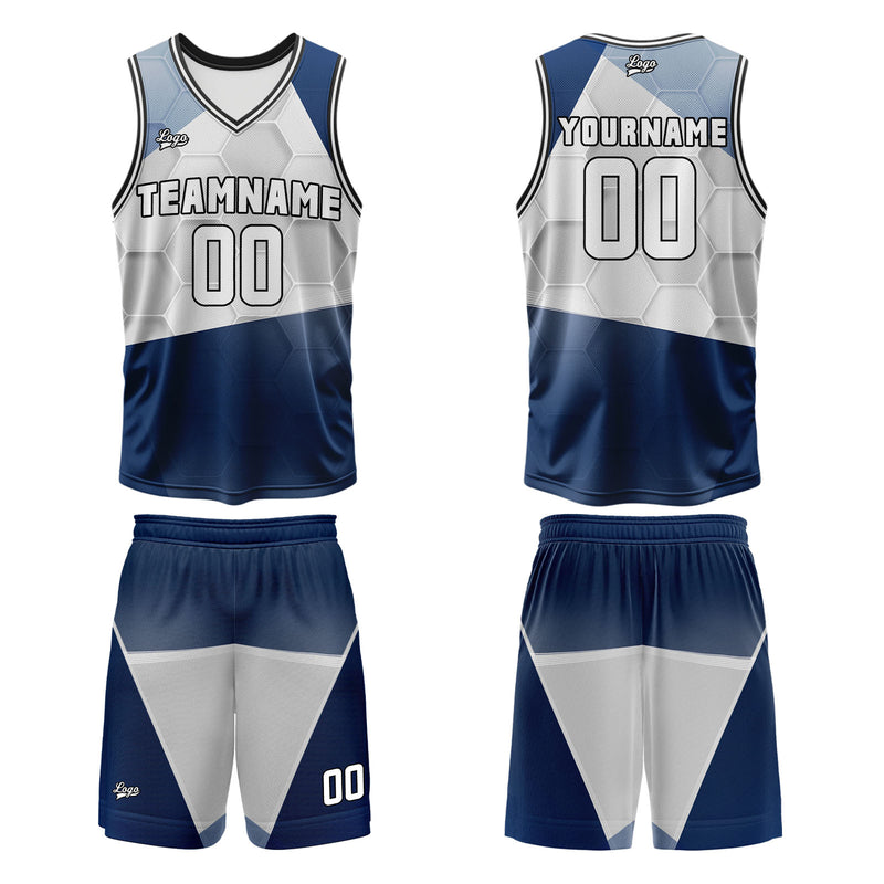 Custom Navy Gray Basketball Jersey Uniform Suit Printed Your Logo Name Number