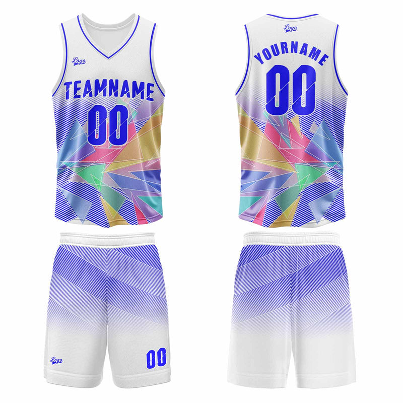 Custom White Basketball Jersey Uniform Suit Printed Your Logo Name Number