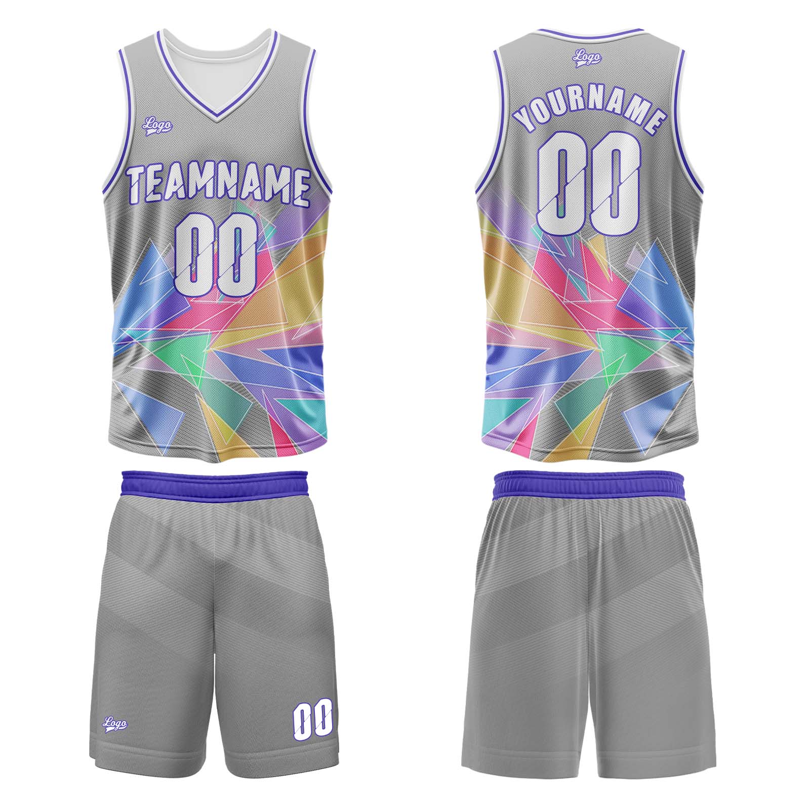 Custom Grey Basketball Jersey Uniform Suit Printed Your Logo Name Number enthsush