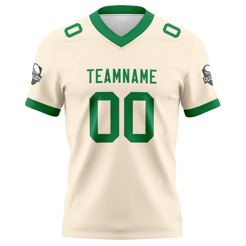 Custom Cream Green Football Jersey Personalized Football Shirts for Men Women  Printed Team Name Number Logo