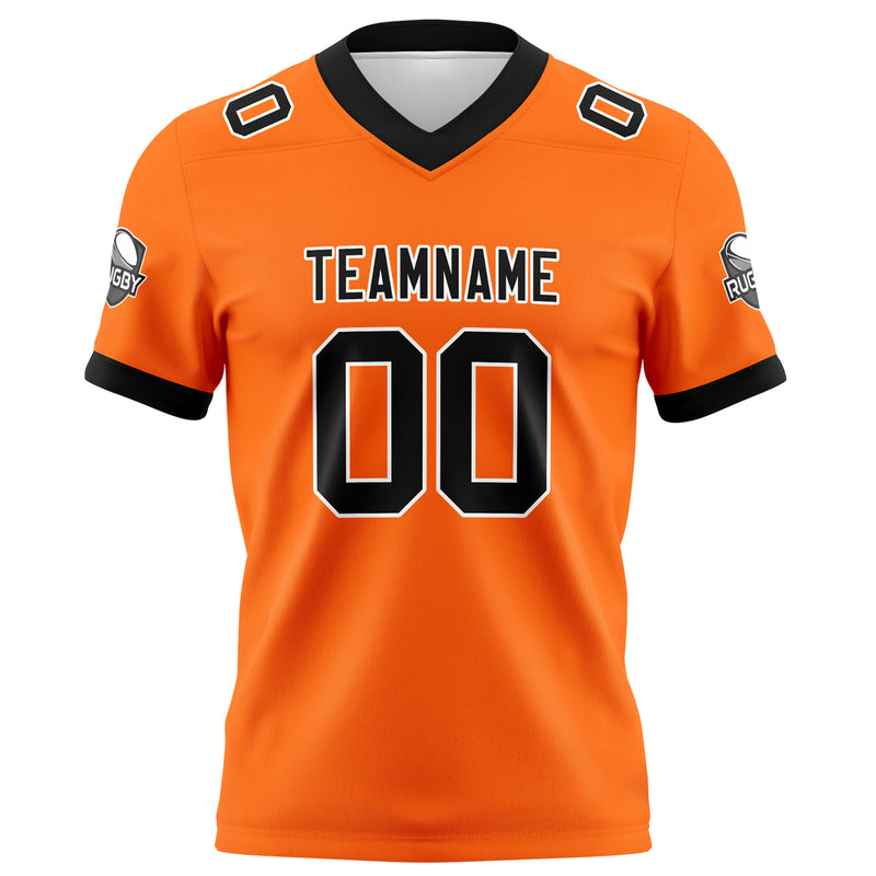 Custom Orange Black Football Jersey Personalized Football Shirts for Men Women  Printed Team Name Number Logo