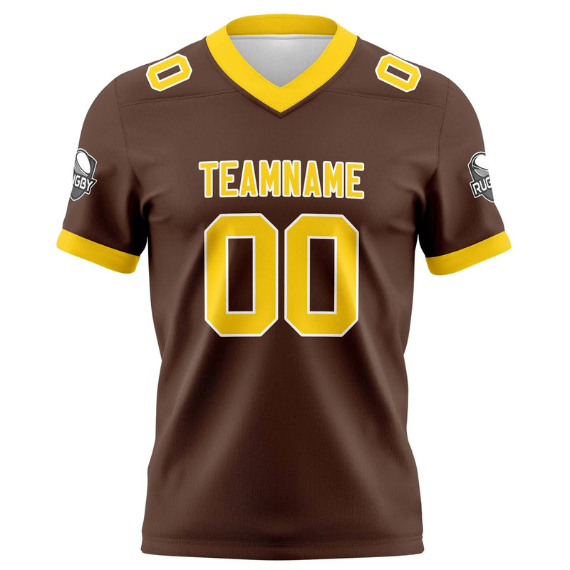 Custom Brown Yellow Football Jersey Personalized Football Shirts for Men Women  Printed Team Name Number Logo