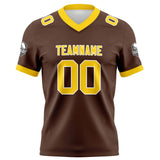 Custom Brown Yellow Football Jersey Personalized Football Shirts for Men Women  Printed Team Name Number Logo