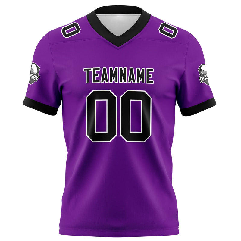 Custom Purple Black Football Jersey Personalized Football Shirts for Men Women  Printed Team Name Number Logo