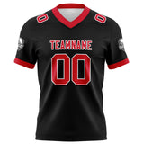 Custom Black Red Football Jersey Personalized Football Shirts for Men Women  Printed Team Name Number Logo