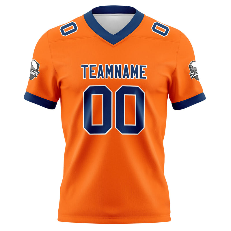Custom Orange Blue Football Jersey Personalized Football Shirts for Men Women  Printed Team Name Number Logo