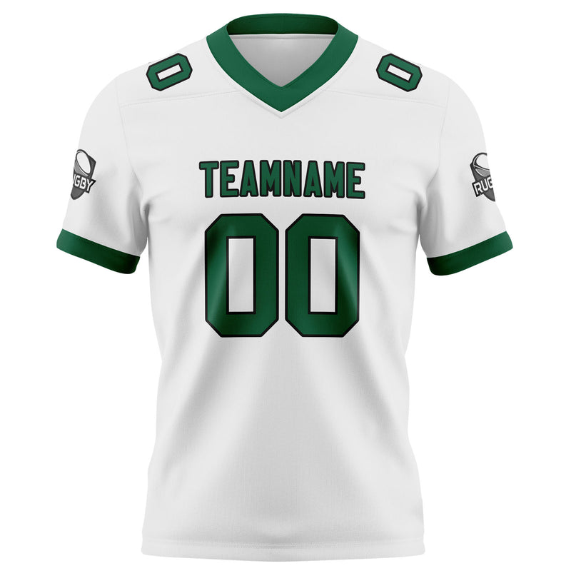 Custom White Green Football Jersey Personalized Football Shirts for Men Women  Printed Team Name Number Logo