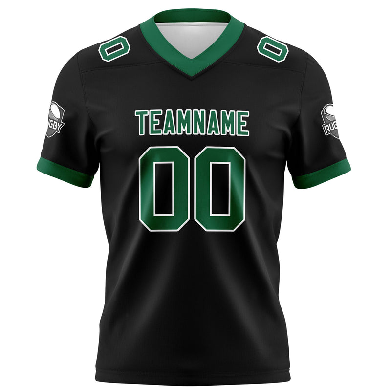 Custom Black Green Football Jersey Personalized Football Shirts for Men Women  Printed Team Name Number Logo