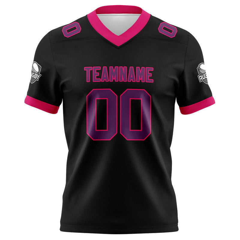 Custom Black Pink Football Jersey Personalized Football Shirts for Men Women  Printed Team Name Number Logo