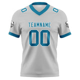 Custom Grey Blue Football Jersey Personalized Football Shirts for Men Women  Printed Team Name Number Logo