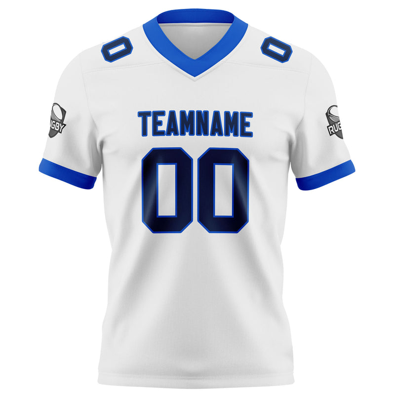 Custom White Navy Football Jersey Personalized Football Shirts for Men Women  Printed Team Name Number Logo