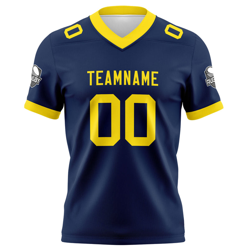 Custom Navy Yellow Football Jersey Personalized Football Shirts for Men Women  Printed Team Name Number Logo