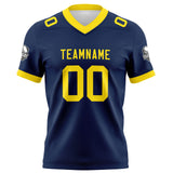 Custom Navy Yellow Football Jersey Personalized Football Shirts for Men Women  Printed Team Name Number Logo
