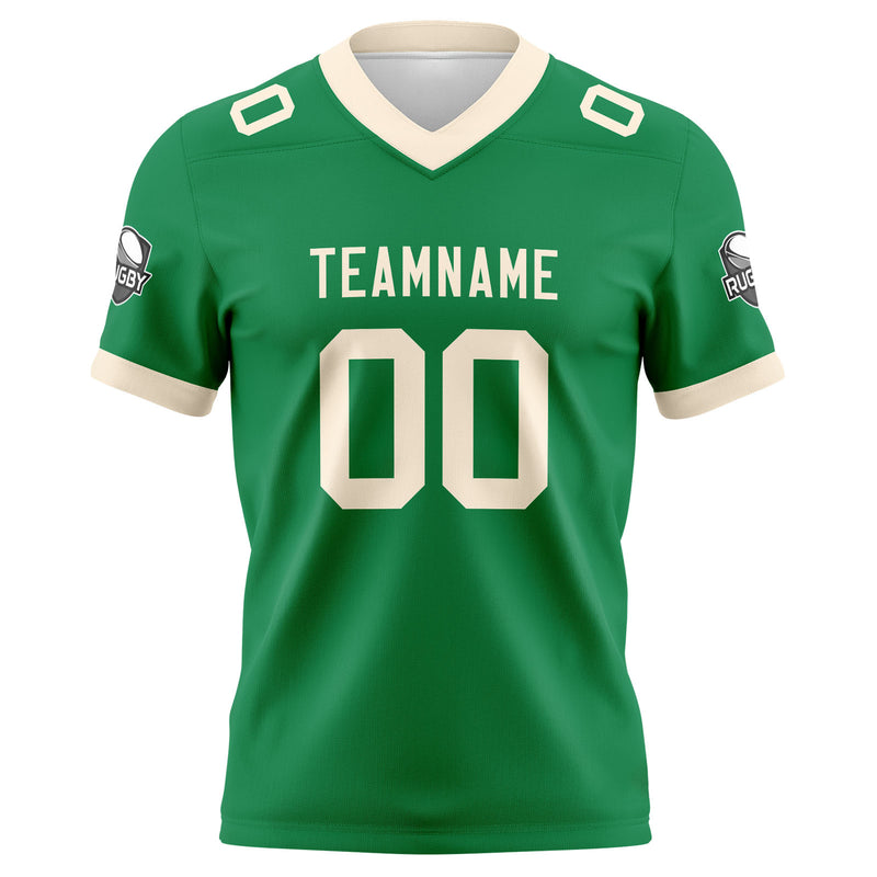 Custom Green Cream Football Jersey Personalized Football Shirts for Men Women  Printed Team Name Number Logo