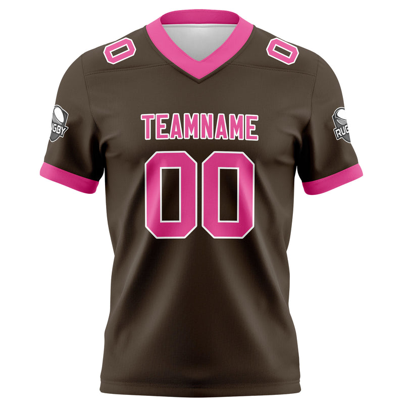 Custom Brown Pink Football Jersey Personalized Football Shirts for Men Women  Printed Team Name Number Logo