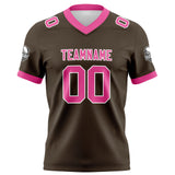 Custom Brown Pink Football Jersey Personalized Football Shirts for Men Women  Printed Team Name Number Logo