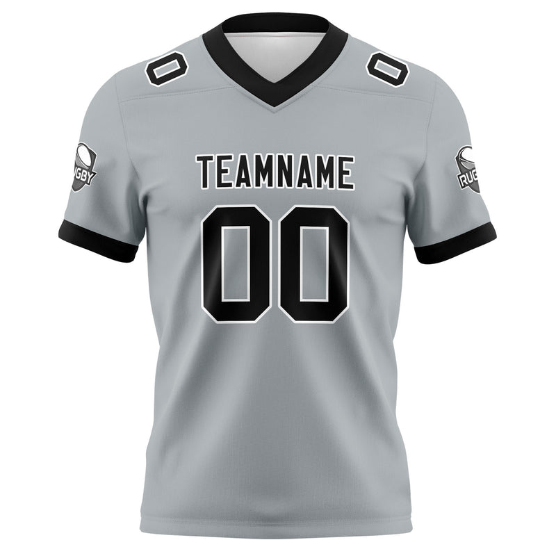 Custom Grey Black Football Jersey Personalized Football Shirts for Men Women  Printed Team Name Number Logo