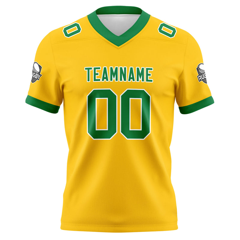 Custom Yellow Green Football Jersey Personalized Football Shirts for Men Women  Printed Team Name Number Logo