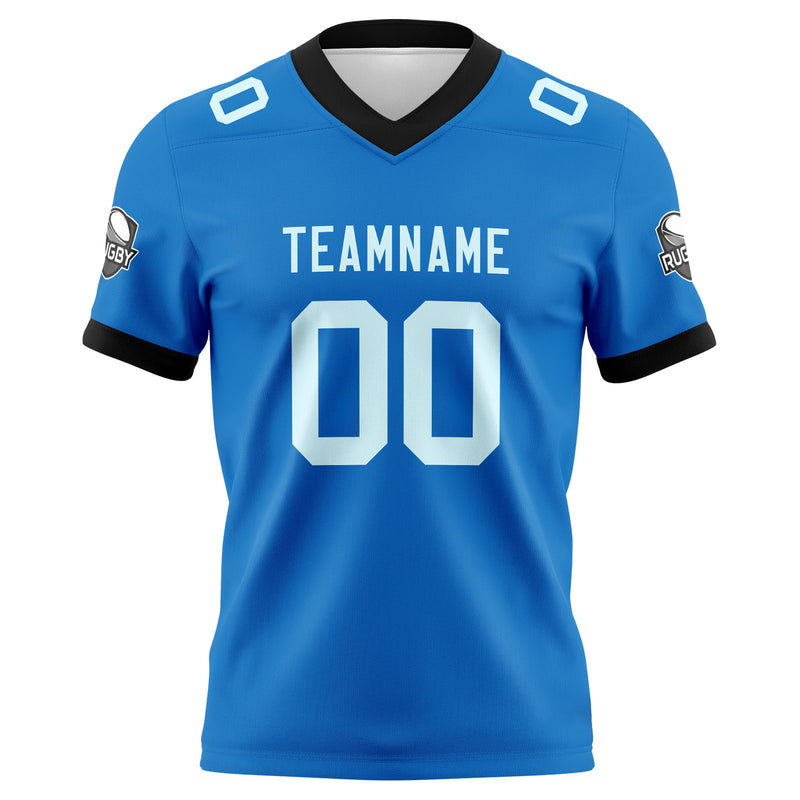 Custom Blue Cyan Football Jersey Personalized Football Shirts for Men Women  Printed Team Name Number Logo