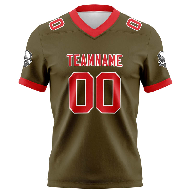 Custom Brown Red Football Jersey Personalized Football Shirts for Men Women  Printed Team Name Number Logo