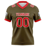 Custom Brown Red Football Jersey Personalized Football Shirts for Men Women  Printed Team Name Number Logo
