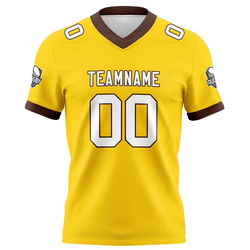 Custom Yellow Brown Football Jersey Personalized Football Shirts for Men Women  Printed Team Name Number Logo