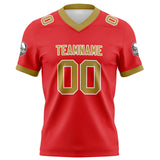 Custom Red Gold Football Jersey Personalized Football Shirts for Men Women  Printed Team Name Number Logo