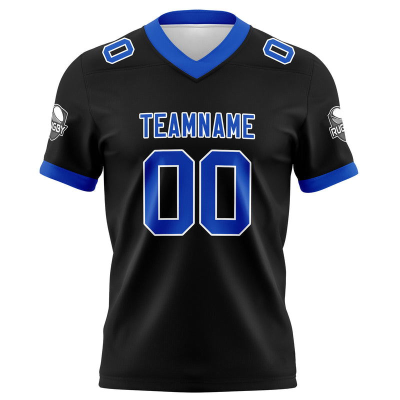 Custom Black Blue Football Jersey Personalized Football Shirts for Men Women  Printed Team Name Number Logo