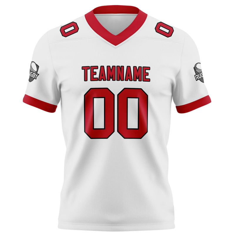 Custom White Red Football Jersey Personalized Football Shirts for Men Women  Printed Team Name Number Logo