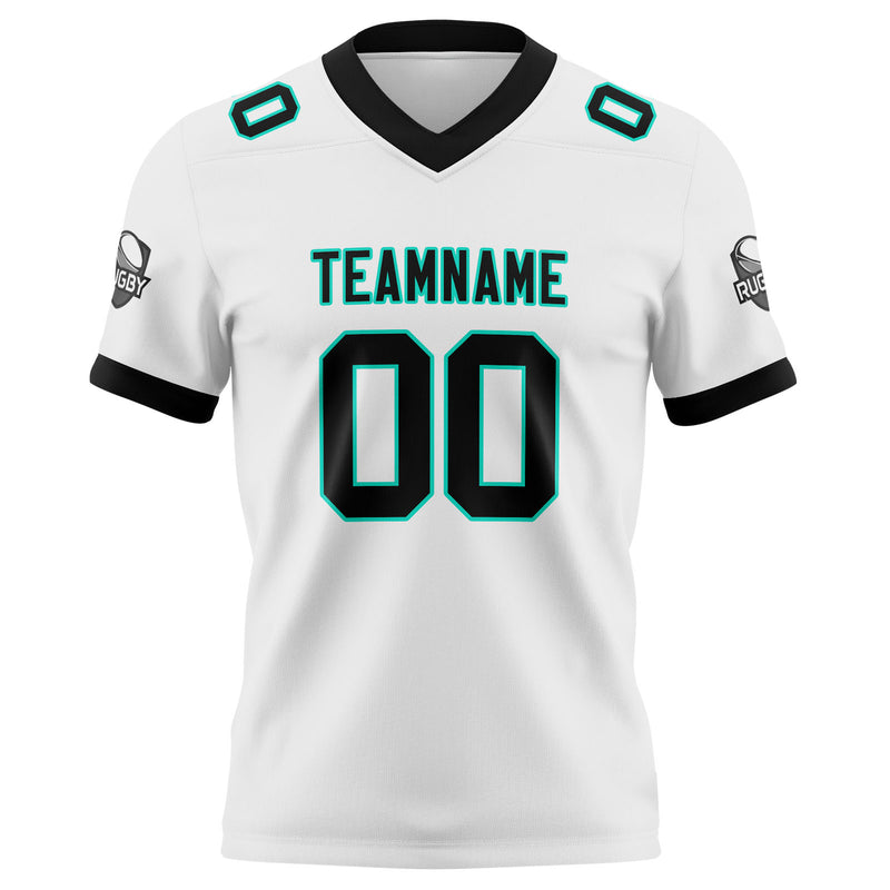 Custom White Black Football Jersey Personalized Football Shirts for Men Women  Printed Team Name Number Logo