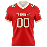 Custom Red Cream Football Jersey Personalized Football Shirts for Men Women  Printed Team Name Number Logo