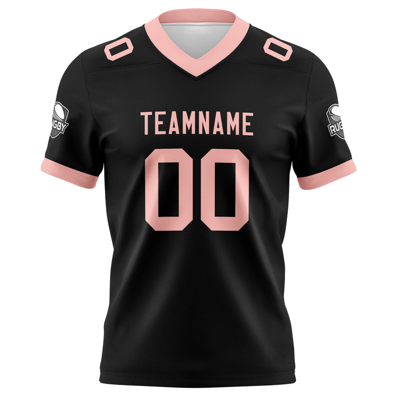 Custom Black Pink Football Jersey Personalized Football Shirts for Men Women  Printed Team Name Number Logo