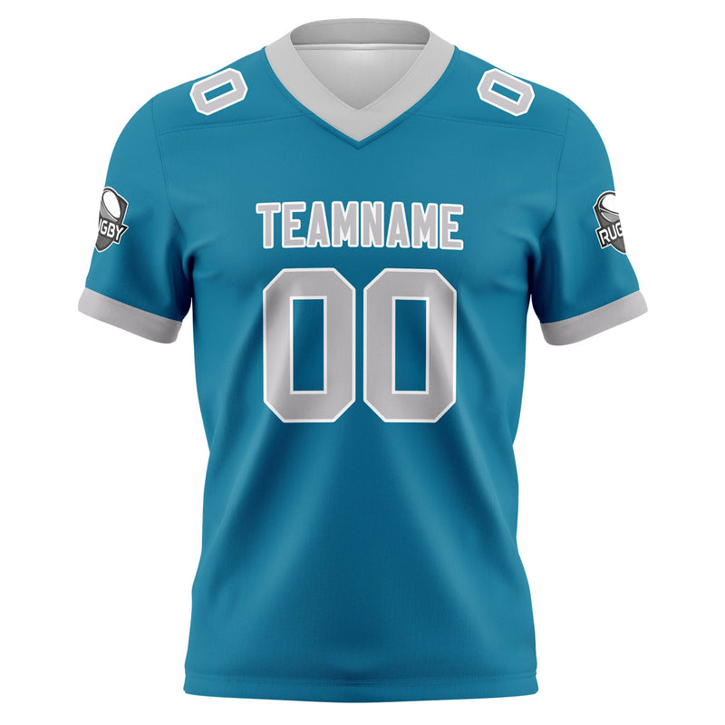 Custom Blue Grey Football Jersey Personalized Football Shirts for Men Women  Printed Team Name Number Logo