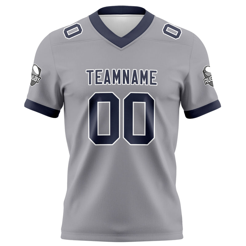 Custom Gray Navy Football Jersey Personalized Football Shirts for Men Women  Printed Team Name Number Logo